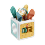 Cubo de atividades divertido de tecido Fisher-Price, brinquedos sensoriais amassados para bebês